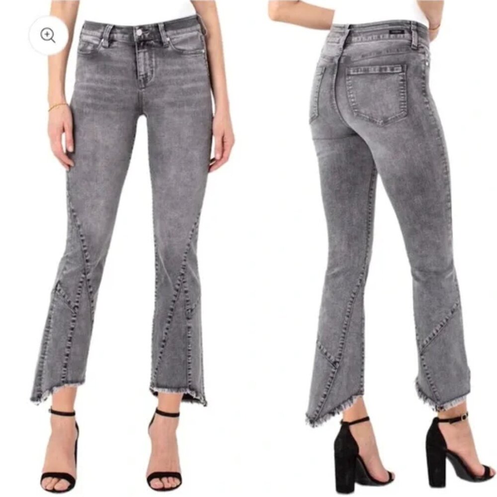 Liverpool Crop Flare Jeans in Ramsey Black